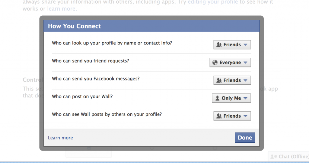 Facebook Security Options